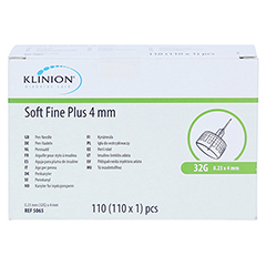 KLINION Soft fine plus Pen-Nadeln 4mm 32 G 0,23mm +Kanülen-Box 110 Stück - Vorderseite