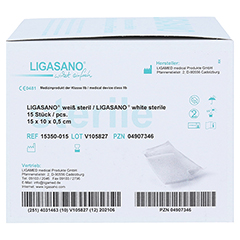 LIGASANO weiß Verband 0,5x10x15 cm steril 15 Stück - Vorderseite