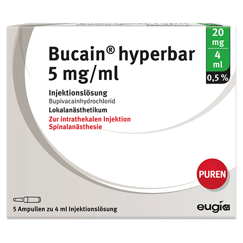 BUCAIN hyperbar 0,5% 5mg/ml Inj.L.20mg/4ml Gl.Amp. 5x4 Milliliter N2