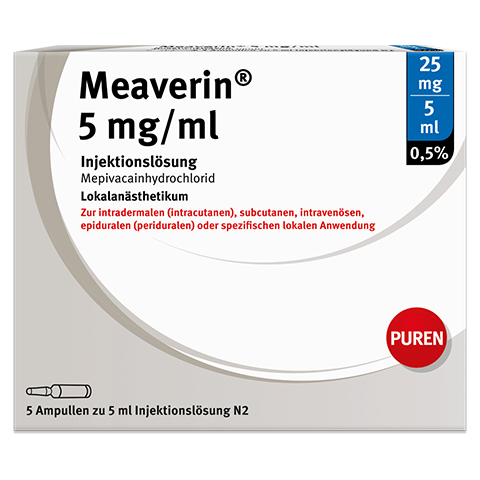 MEAVERIN 0,5% 5 mg/ml Inj.-Lsg.25 mg/5 ml Glasamp. 5x5 Milliliter N2