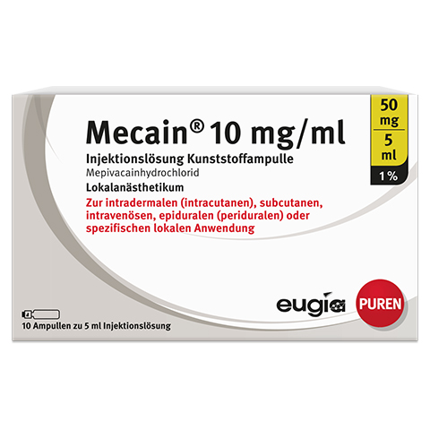 MECAIN 1% 10 mg/ml Inj.L.50mg/5ml Luer-Lock Amp. 10x5 Milliliter N3