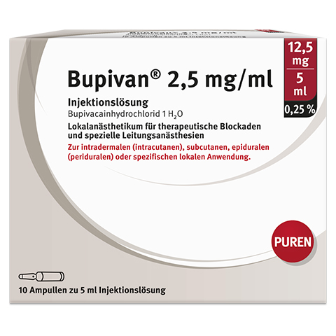 BUPIVAN 0,25% 2,5 mg/ml Inj.L.12,5mg/5ml Glasamp. 10x5 Milliliter N3