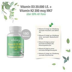 VITAMIN D3 DEPOT 20.000 I.E.+Vitamin K2 200 g Tab 180 Stck - Info 2