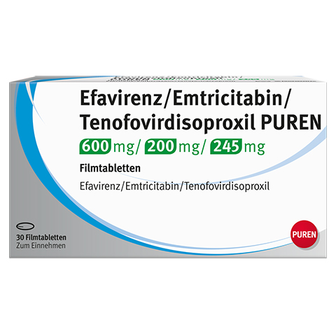 Efavirenz/Emtricitabin/Tenofovirdisoproxil PUREN 600mg/200mg/245mg 30 Stck N2