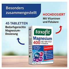 TAXOFIT Magnesium 400+B1+B6+B12+Folsure Tabletten 45 Stck - Info 4