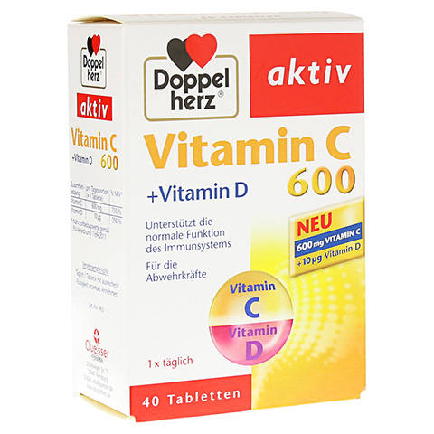 DOPPELHERZ Vitamin C 600+Vitamin D Tabletten 40 Stck