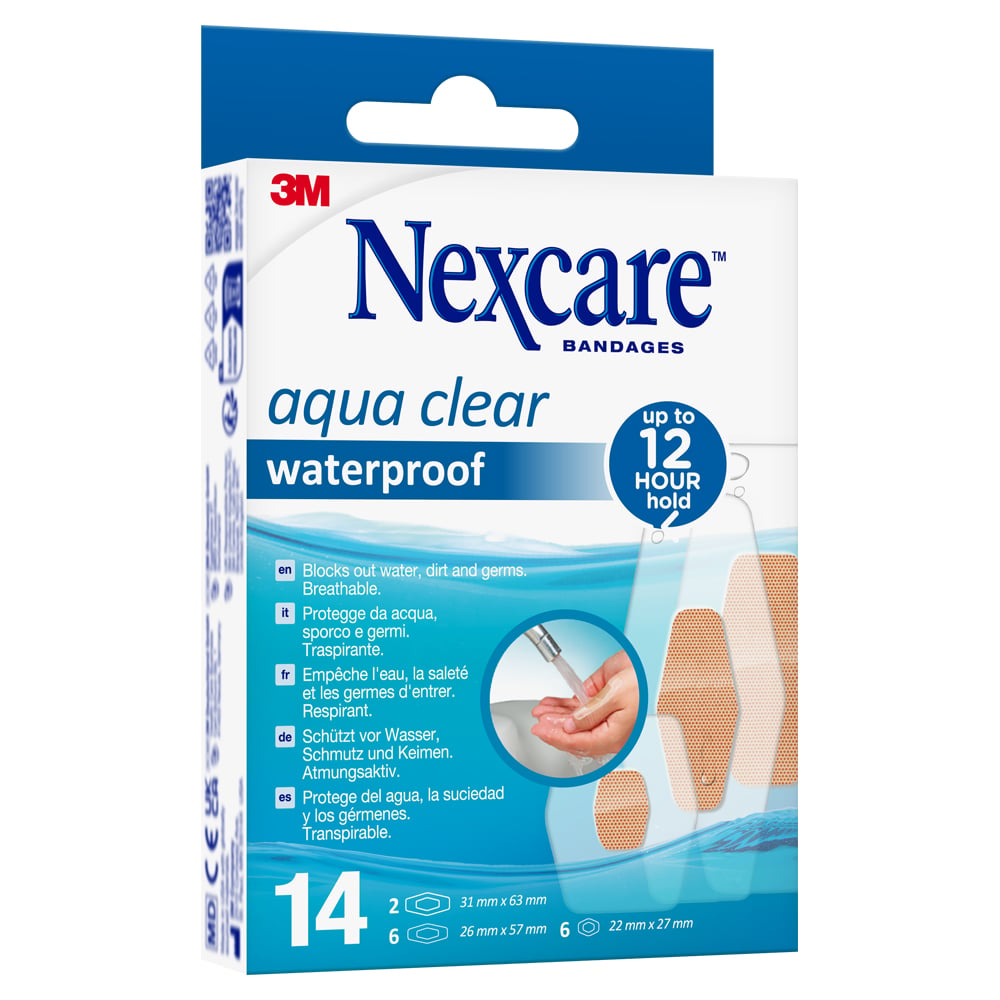 NEXCARE Aqua Clear waterproof assortiert 3 Größen 14 Stück