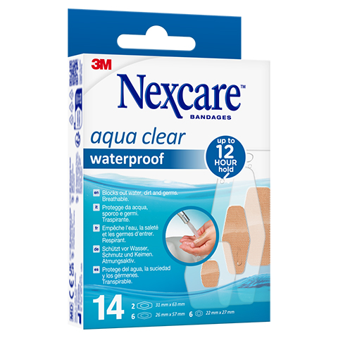NEXCARE Aqua Clear waterproof assortiert 3 Gren 14 Stck