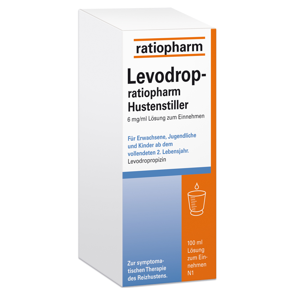 Levodrop-ratiopharm Hustenstiller 6mg/ml Lösung zum Einnehmen Lösung zum Einnehmen 100 Milliliter