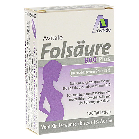 Avitale Folsäure 800 Plus B12+Jod 120 Stück