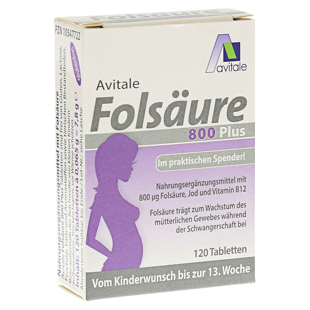 Avitale Folsäure 800 Plus B12+Jod 120 Stück