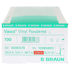 VASCO Vinyl powdered Handschuhe unsteril L 100 Stck - Linke Seite