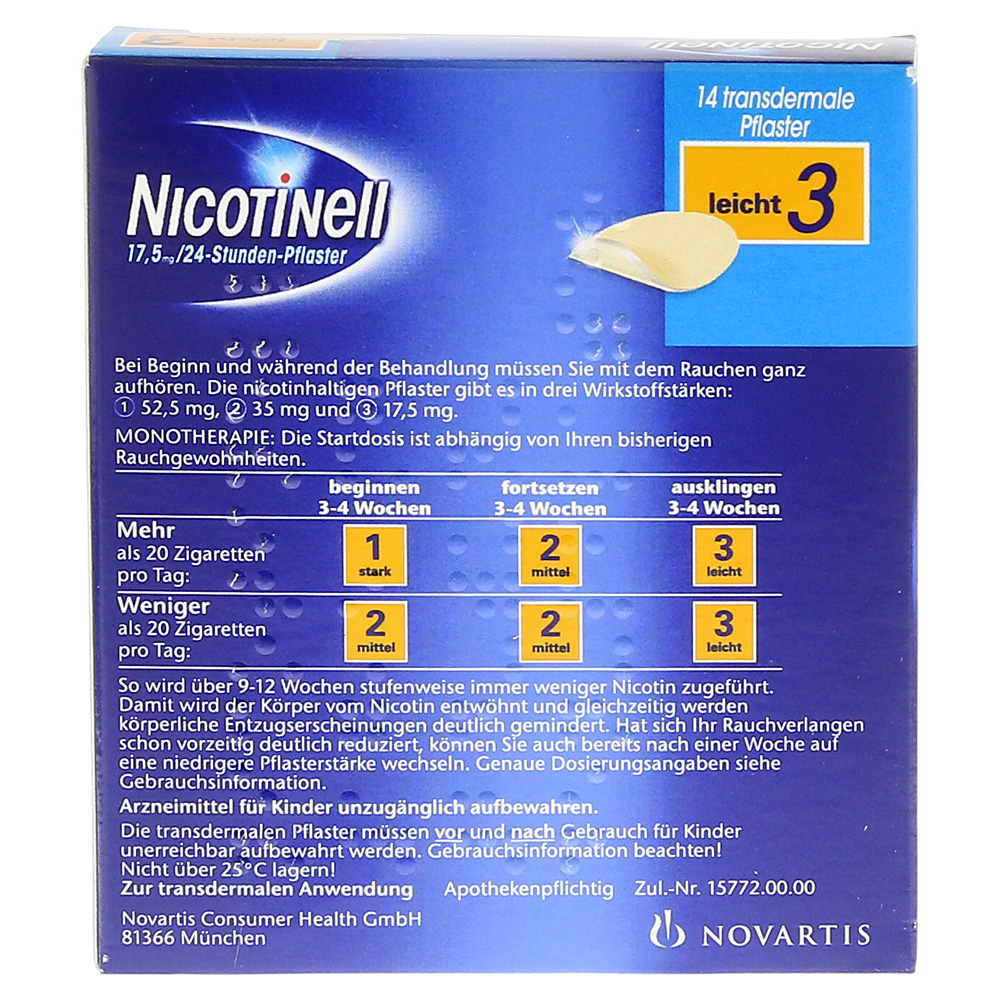 Nicotinell 14mg/24-Stunden-Nikotinpflaster, Mittel (2) 14 stk