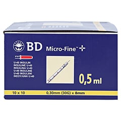 BD Micro-fine + Insulinspritze 0,5 ml U40 100x0.5 Milliliter - Linke Seite