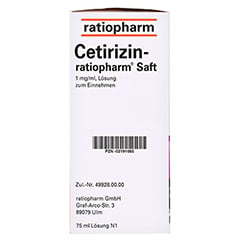 Cetirizin-ratiopharm 75 Milliliter N1 - Rechte Seite