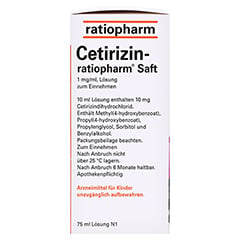 Cetirizin-ratiopharm 75 Milliliter N1 - Linke Seite