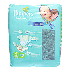 PAMPERS Baby Dry Gr.6 extra large 15+kg Sparpack 22 Stck - Rckseite
