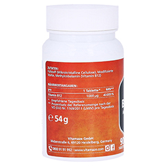 B12 AKTIV 1.000 g vegan Tabletten 90 Stck - Rckseite
