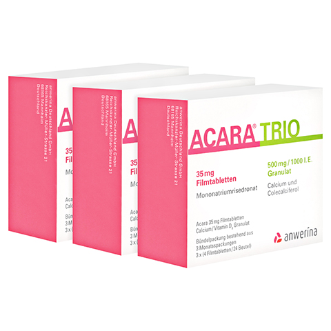 ACARA Trio Ca+D3 35mg+500mg/1000 I.E. 12FTA+72GRA 1 Packung N3