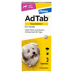 ADTAB 112 mg Kautabletten fr Hunde >2,5-5,5 kg 3 Stck