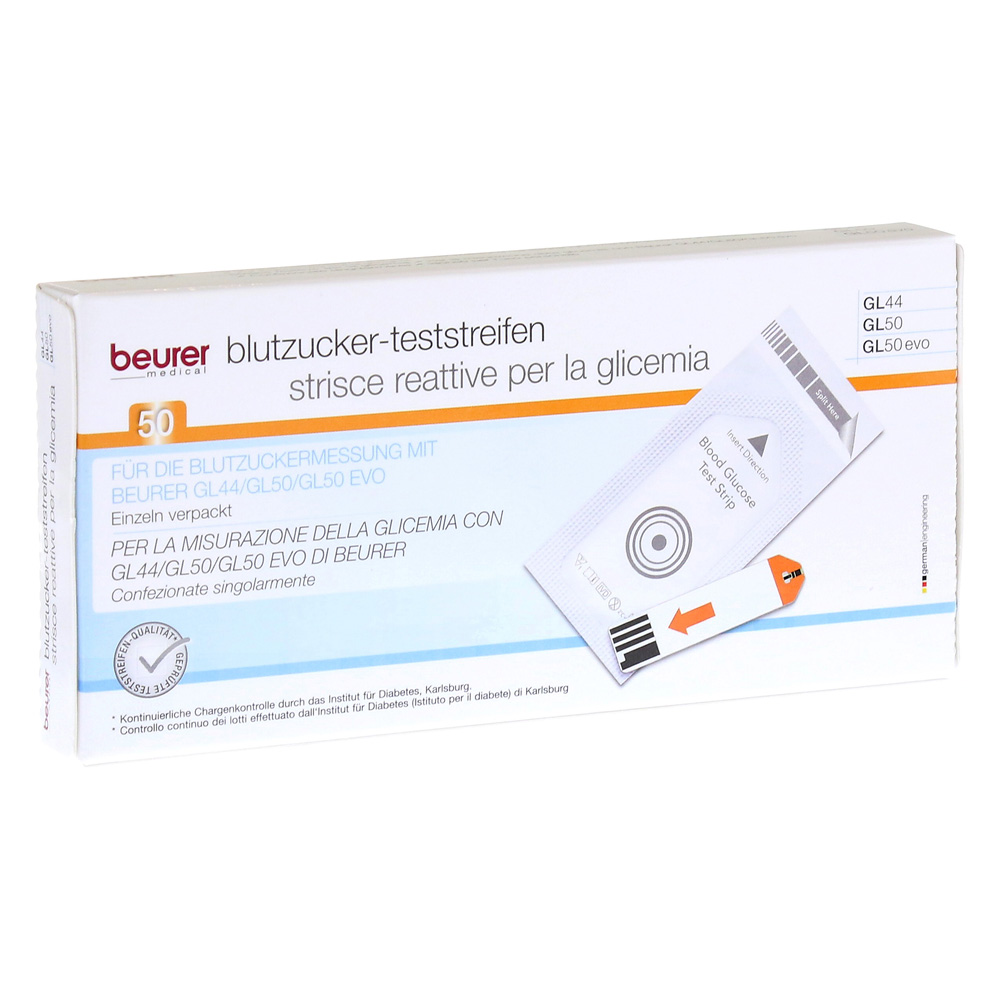 BEURER GL44/GL50 Blutzucker-Teststreifen Folie 50 Stück