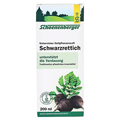 Schwarzrettich naturreiner Heilpflanzensaft Schoenenberger 200 Milliliter - Vorderseite