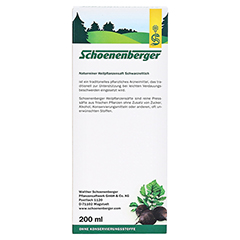 Schwarzrettich naturreiner Heilpflanzensaft Schoenenberger 200 Milliliter - Rckseite