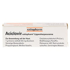 Aciclovir-ratiopharm Lippenherpescreme 2 Gramm N1 - Rückseite