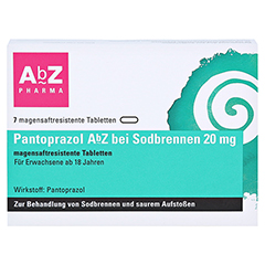 PANTOPRAZOL AbZ bei Sodbrennen 20 mg msr.Tabl. 7 Stck - Vorderseite