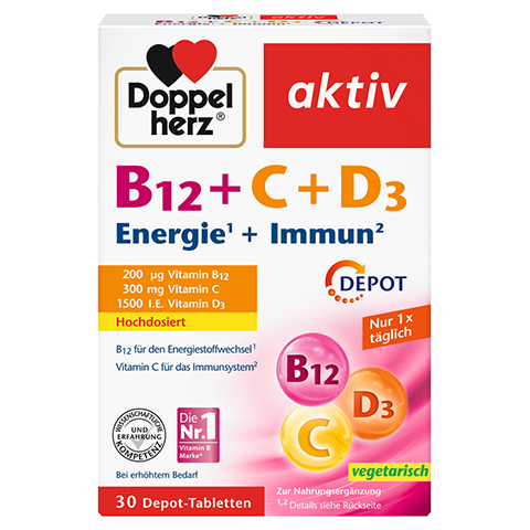 DOPPELHERZ B12+C+D3 Depot aktiv Tabletten 30 Stck
