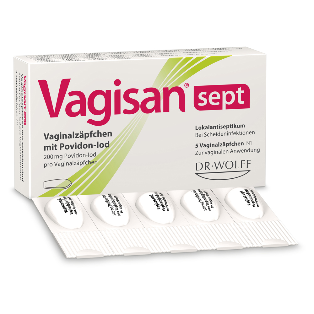 Vagisan sept Vaginalzäpfchen mit Povidon-Iod Vaginalsuppositorien 5 Stück