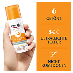 EUCERIN Sun Oil Control tinted Creme LSF 50+ mitt. 50 Milliliter - Info 2