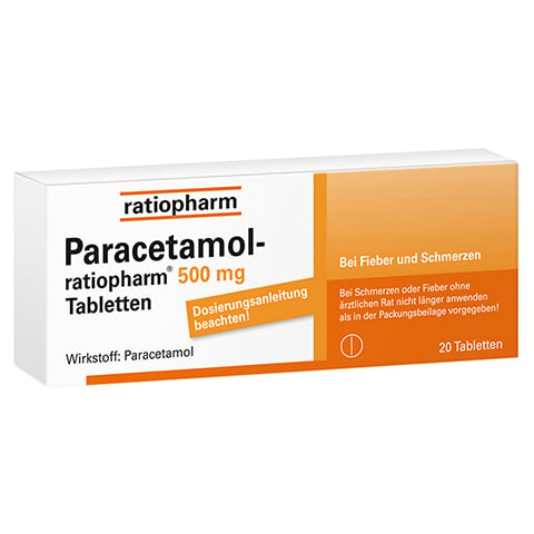 Paracetamol ratiopharm 500mg 20 Stück N2