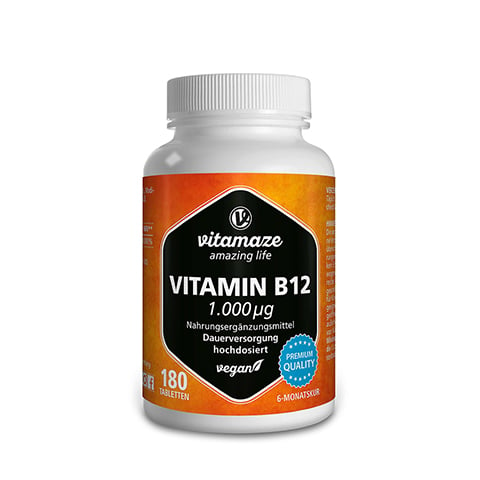 VITAMIN B12 1000 g hochdosiert vegan Tabletten 180 Stck