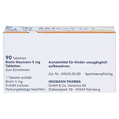 BIOTIN HEUMANN 5 mg Tabletten 90 Stck - Unterseite