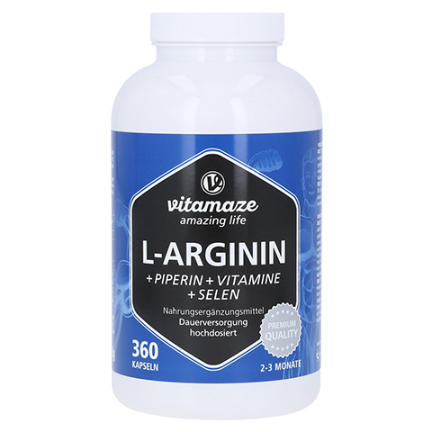 L-ARGININ 750 mg hochd.+Piperin+Vitamine Kapseln 360 Stück