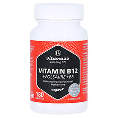 VITAMIN B12 1000 g hochdos.+B9+B6 vegan Tabletten 180 Stck