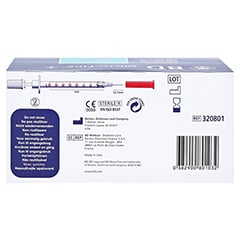 BD Micro-fine + U 40 Insulinspritze 12,7mm 100x1 Milliliter - Rückseite