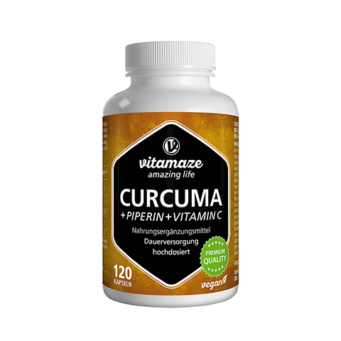 CURCUMA+PIPERIN+Vitamin C vegan Kapseln 120 Stück