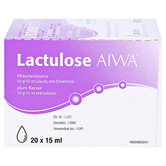 Lactulose AIWA Pflaumenaroma 10g/15ml Lösung zum Einnehmen 20x15 Milliliter - Linke Seite