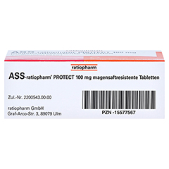 ASS-ratiopharm PROTECT 100mg magensaftresistent 50 Stück N2 - Unterseite