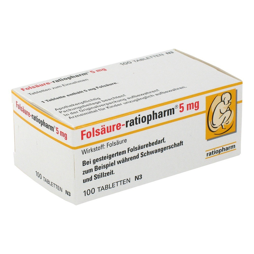 Folsäure Tabletten 5 Mg : Folsaure Ratiopharm 5 Mg Tabletten 100 St