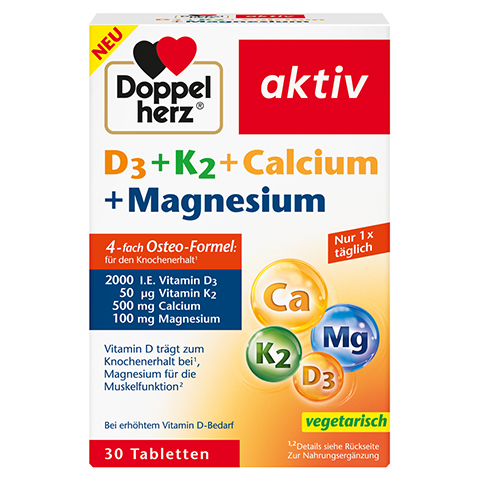 DOPPELHERZ D3+K2+Calcium+Magnesium Tabletten 30 Stck
