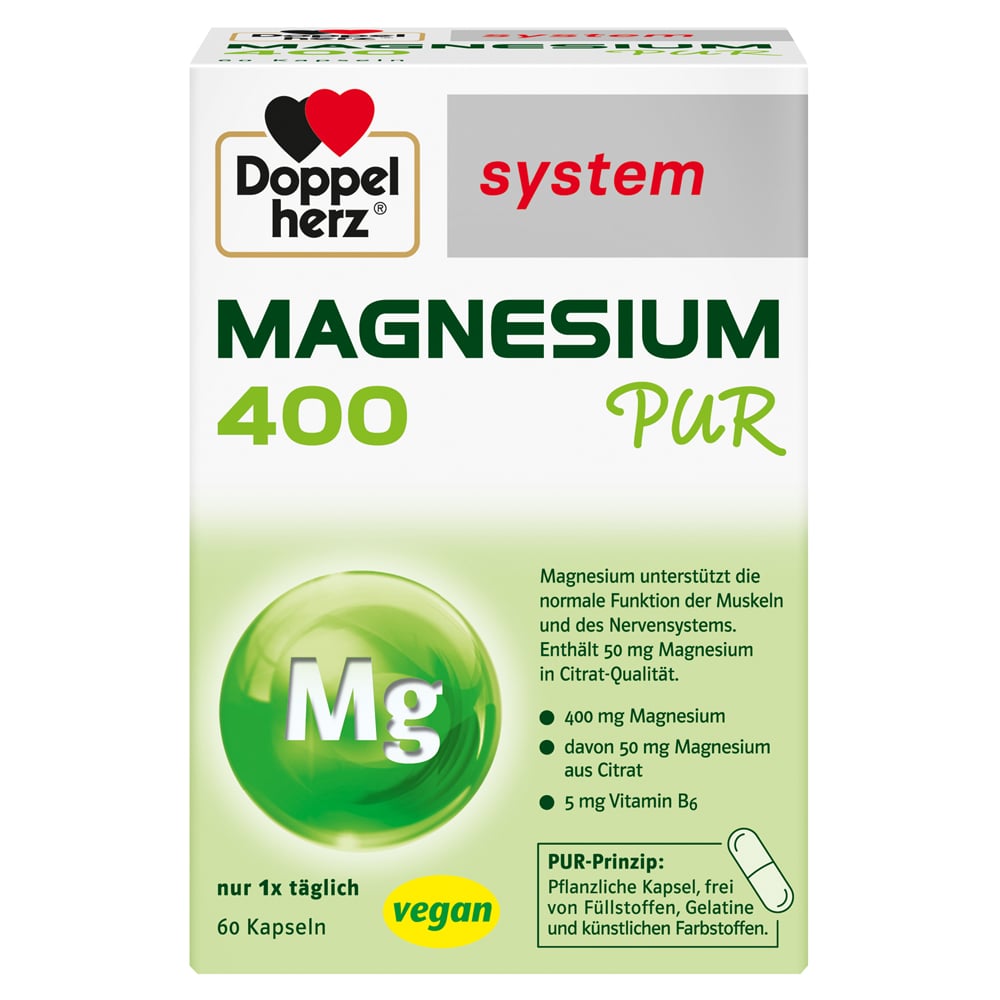 DOPPELHERZ Magnesium 400 Pur system Kapseln 60 Stück