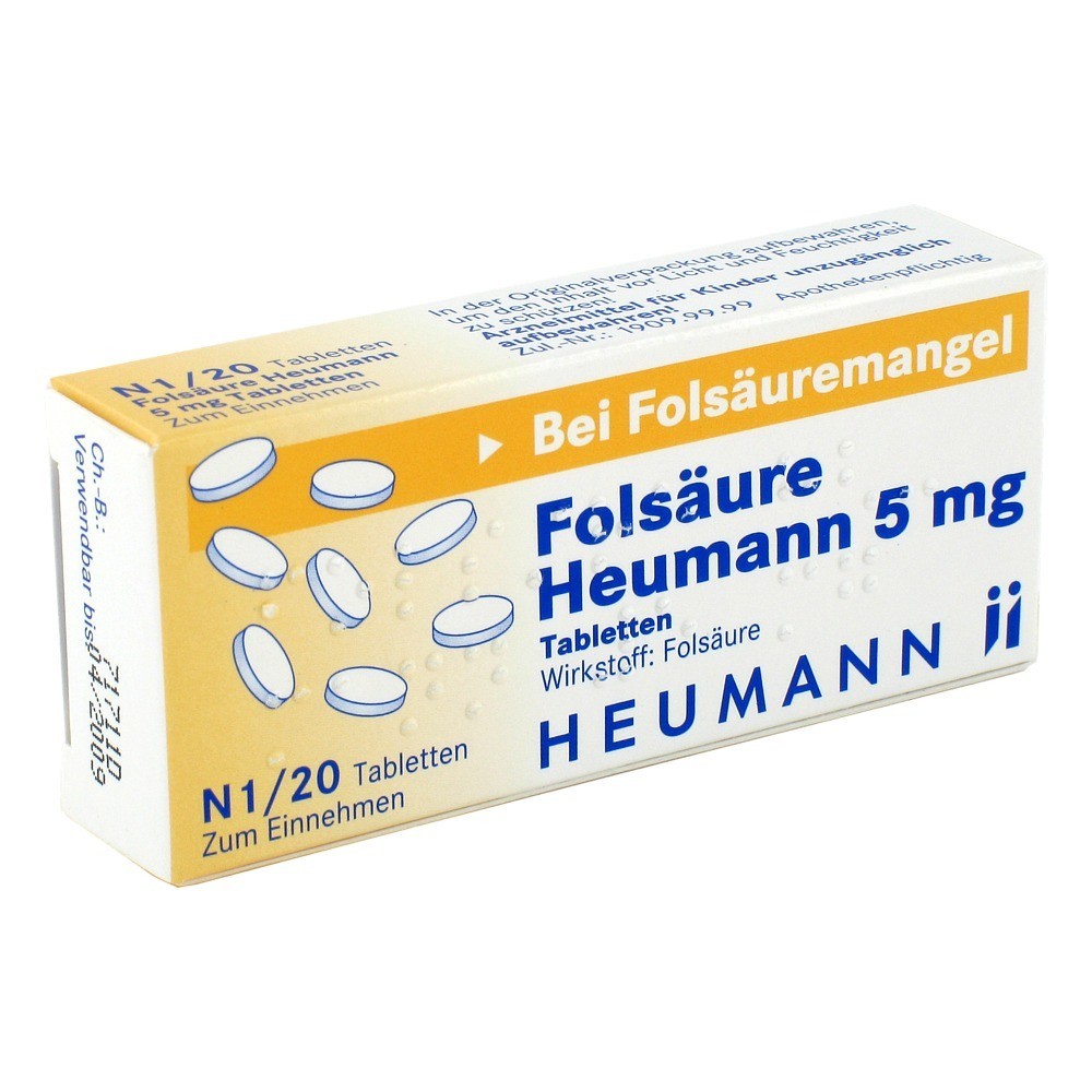Folsäure Heumann 5mg 20 Stück N1 online bestellen - medpex Versandapotheke