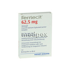 FERRLECIT 62,5 mg Inj.Lsg.bzw.Konz.Her.Inf.Lsg.Amp 6x5 Milliliter N2