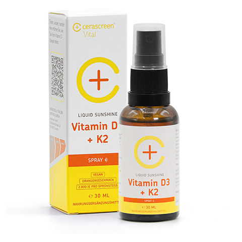 CERASCREEN Vitamin D3+K2 hochdosiert vegan Spray 30 Milliliter