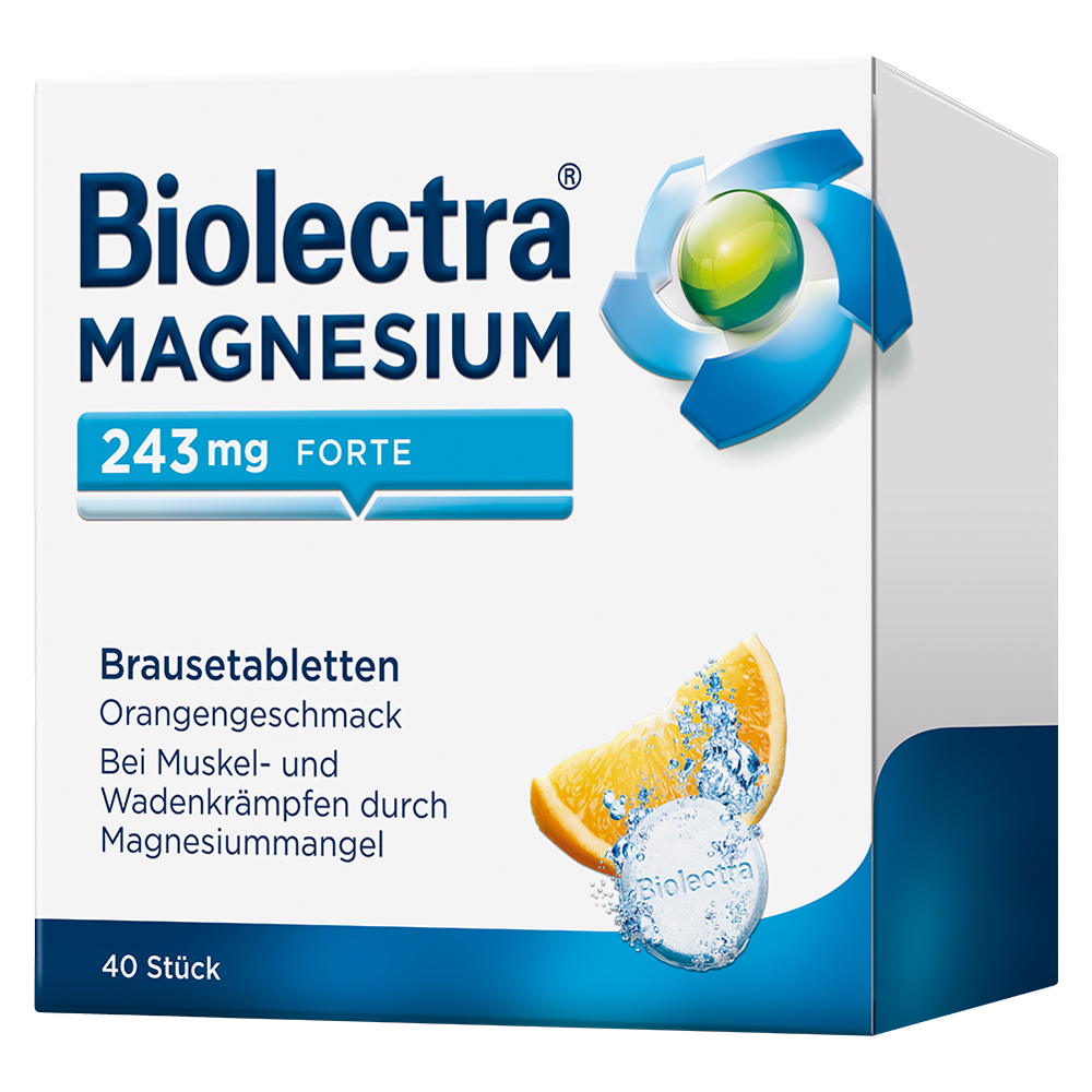 Biolectra Magnesium 243mg forte Orangengeschmack Brausetabletten 40 Stück