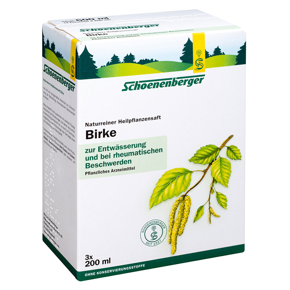 Birke naturreiner Heilpflanzensaft Schoenenberger Saft 3x200 Milliliter