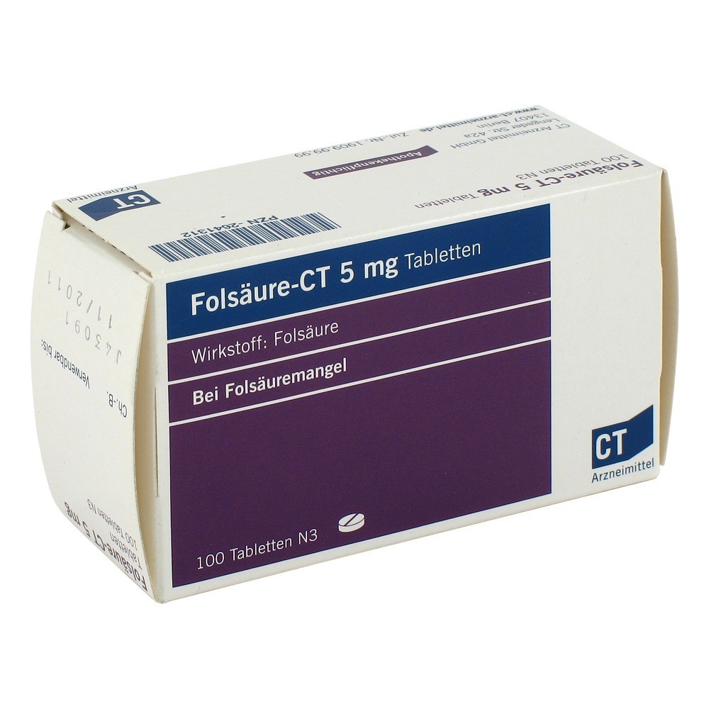 FOLSÄURE-CT 5 mg Tabletten 100 Stück N3 online bestellen - medpex